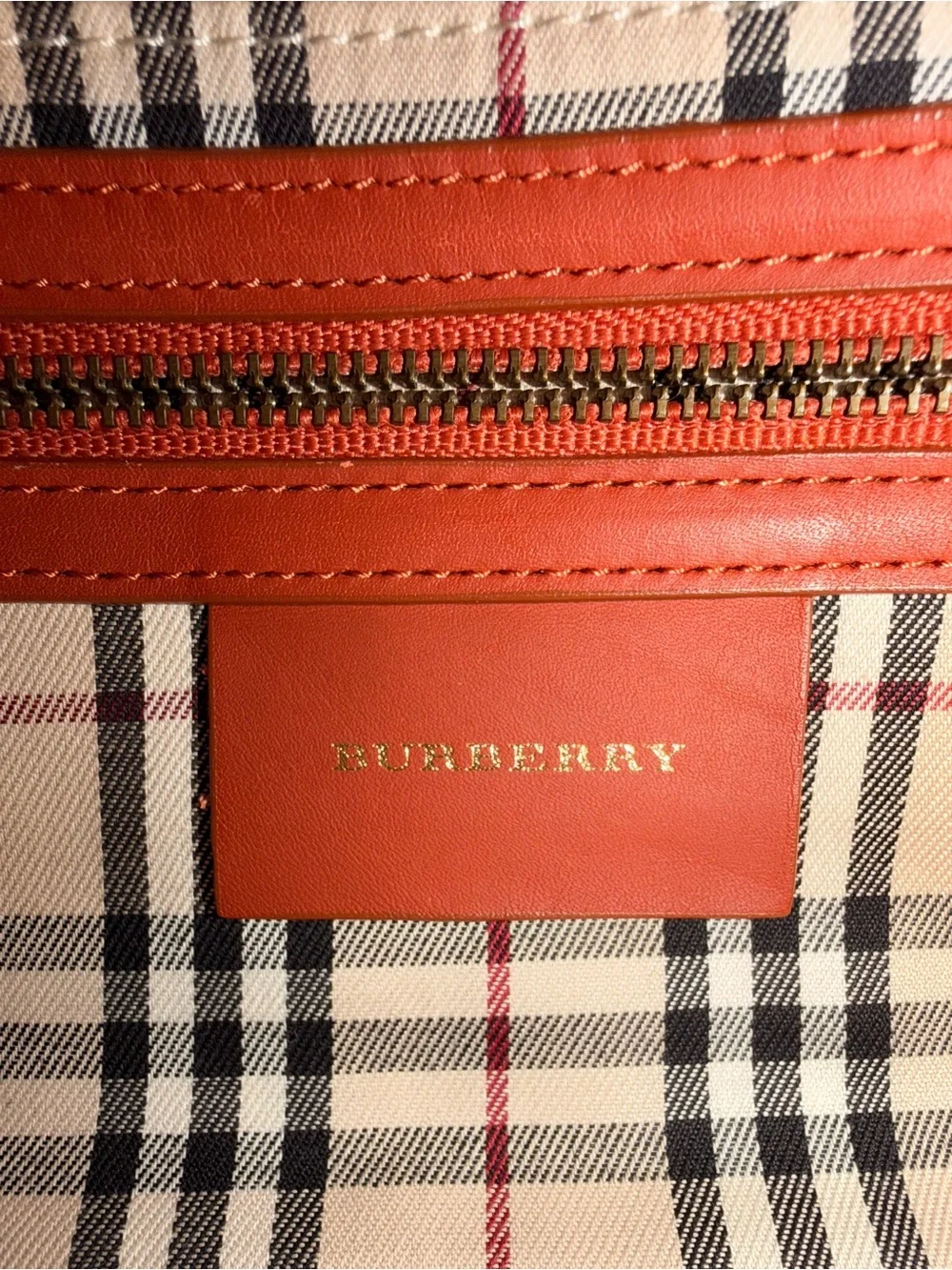 Burberry Vintage Terracotta Leather Shoulder Bag Nova Check Lining